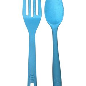 Weight Watchers WW Silicone Serving Fork And Spoon Blue Kitchen Utensils 10.5 In